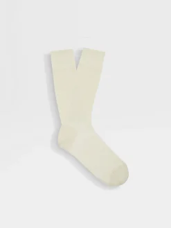 White Cotton Cashmere and Silk Socks