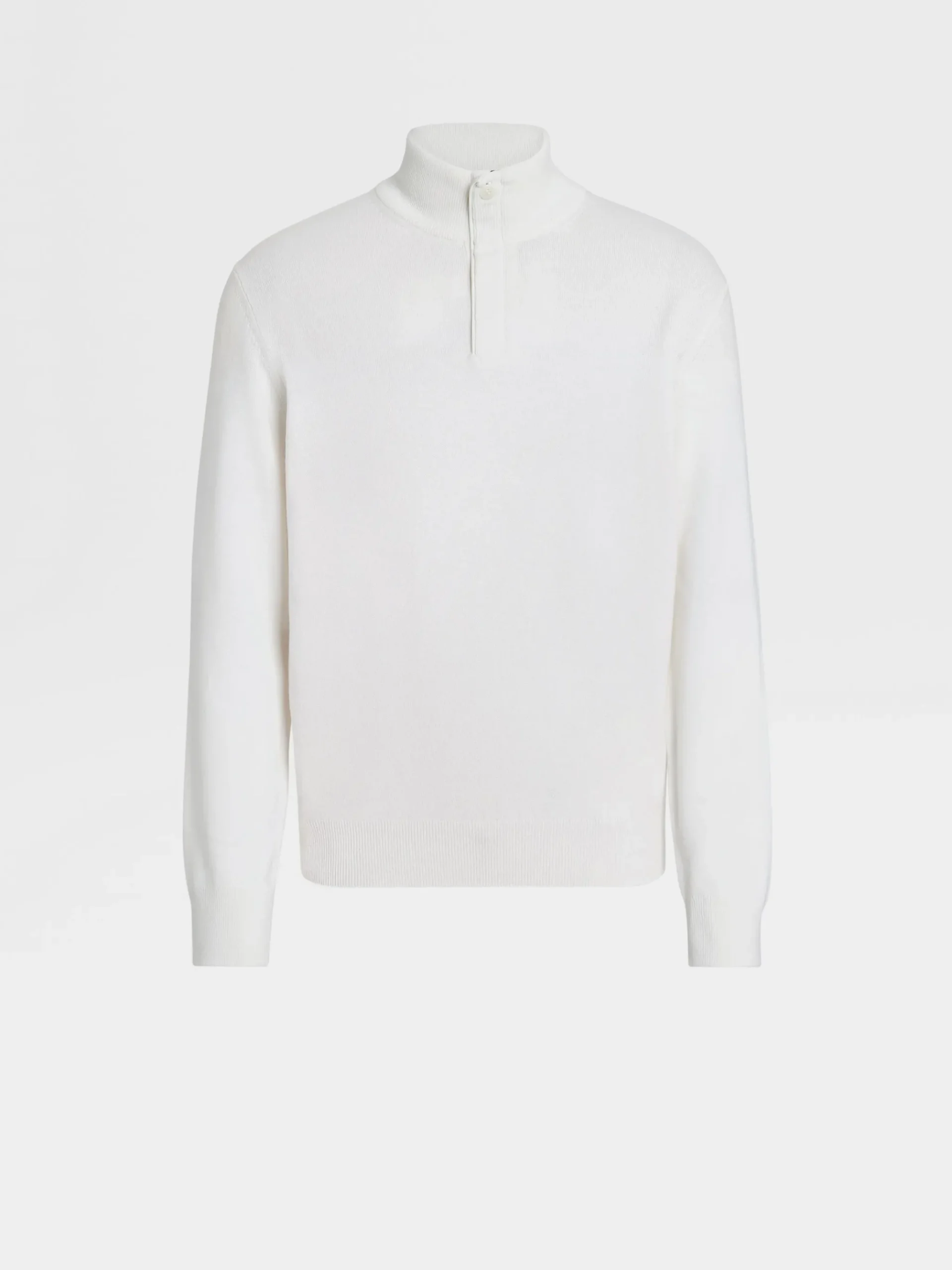 White Mélange Oasi Cashmere Zip Mock Neck Sweater