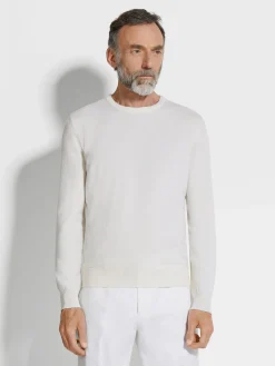 White Mélange Oasi Cashmere Crewneck