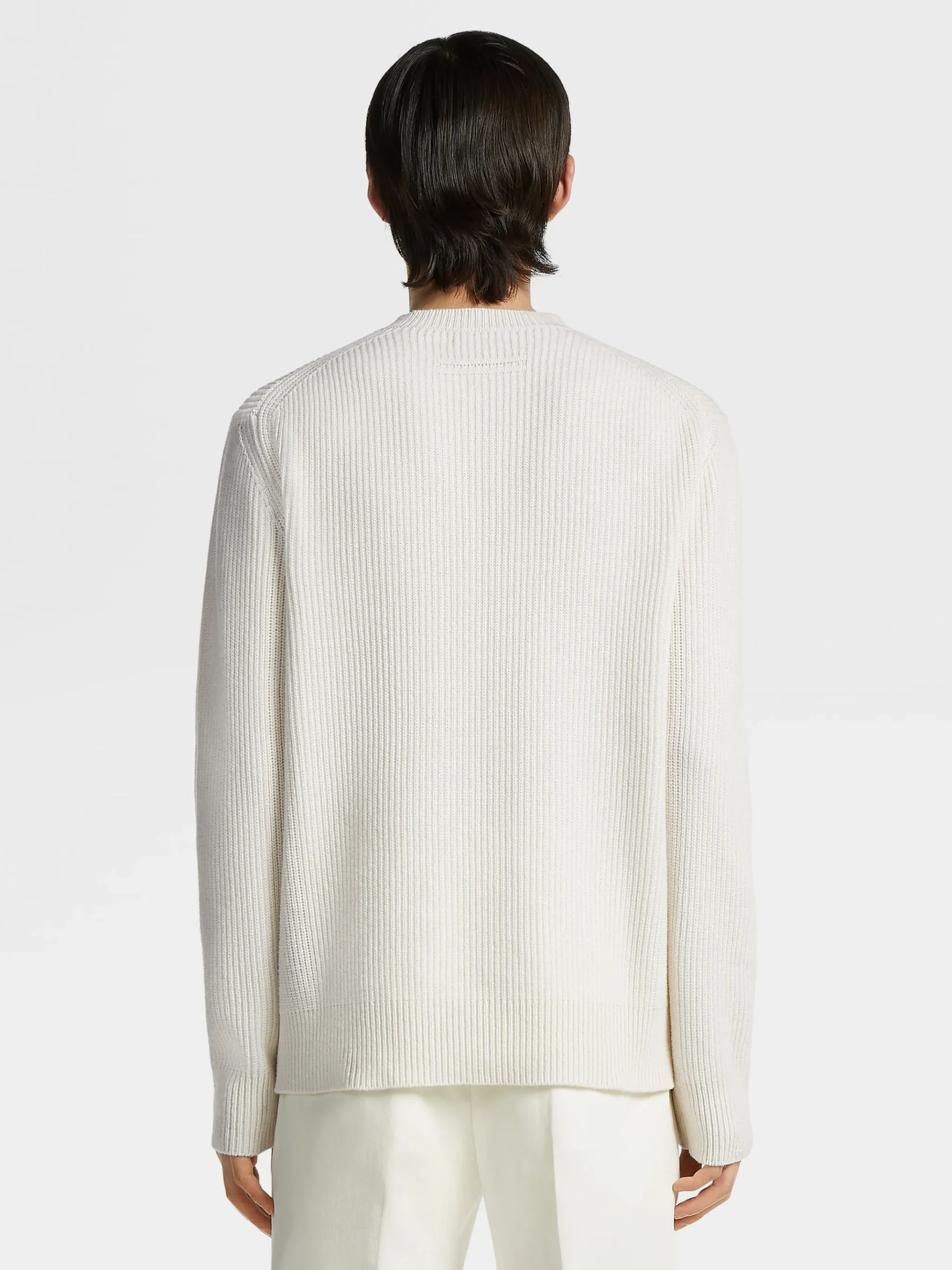 White Mélange Oasi Cashmere Crewneck