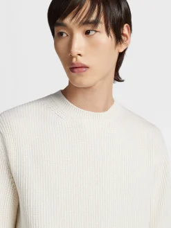 White Mélange Oasi Cashmere Crewneck
