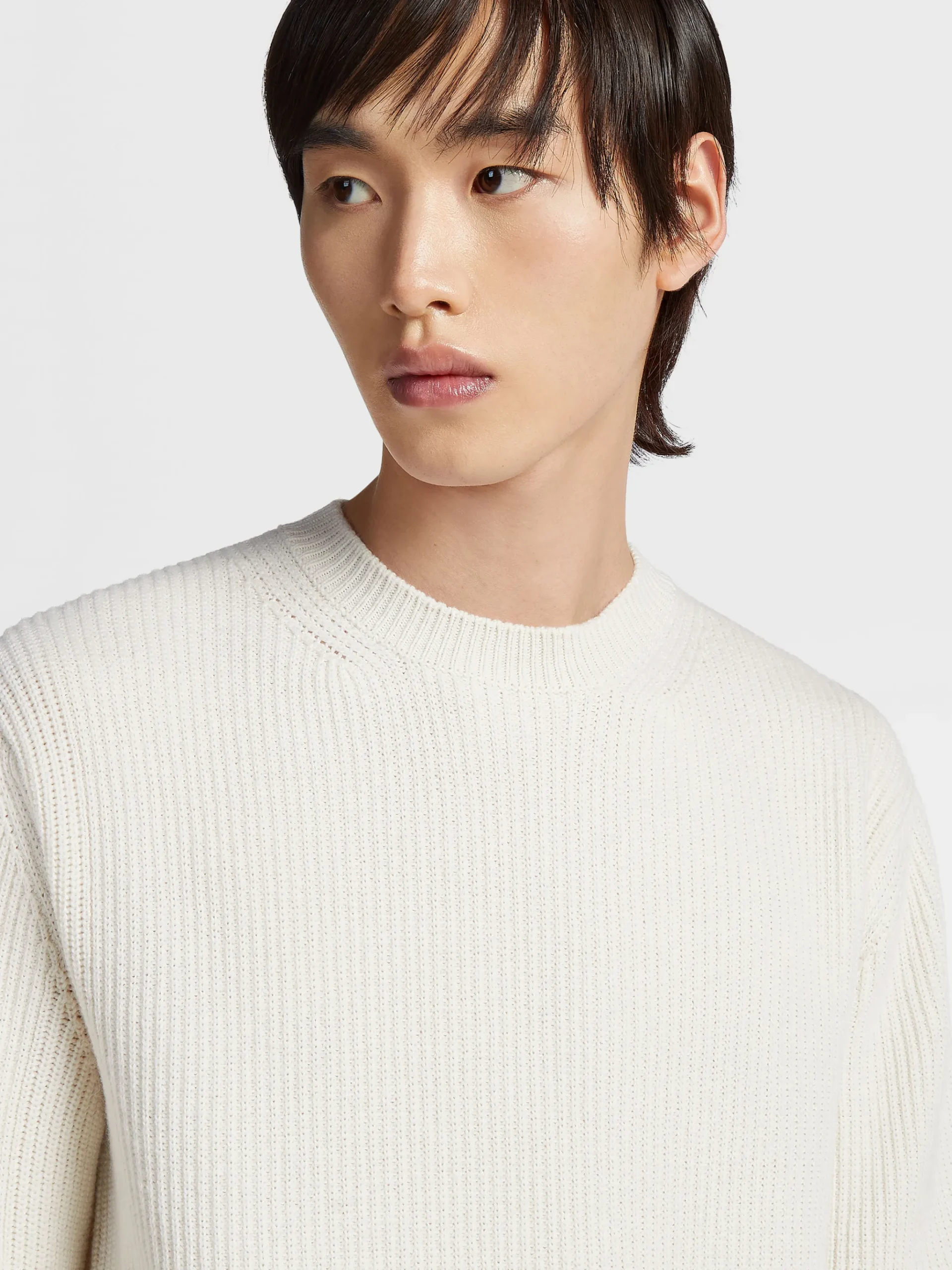 White Mélange Oasi Cashmere Crewneck