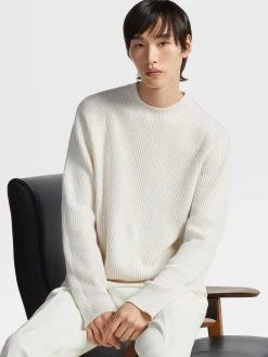 White Mélange Oasi Cashmere Crewneck