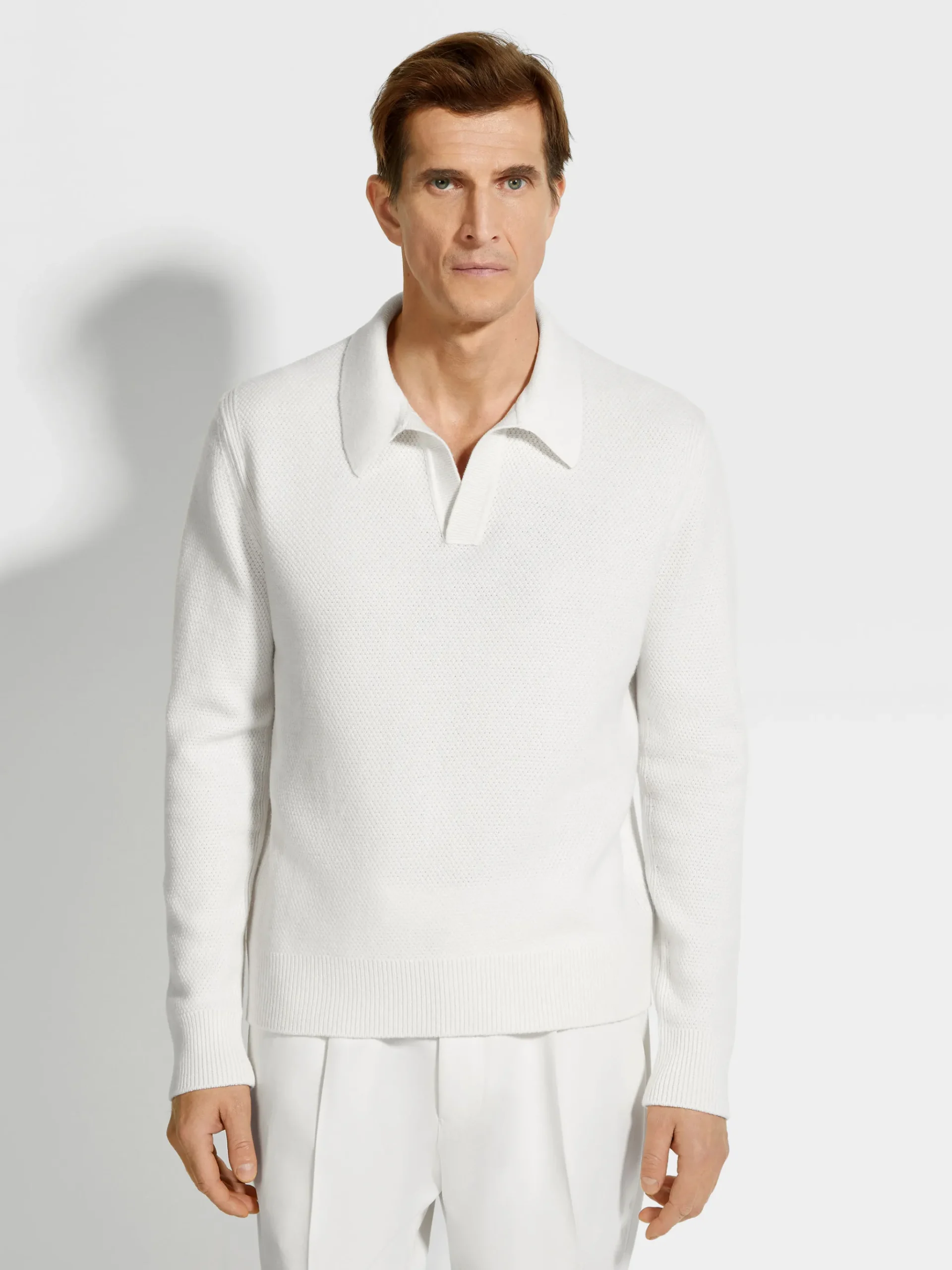 White Oasi Cashmere Polo Shirt