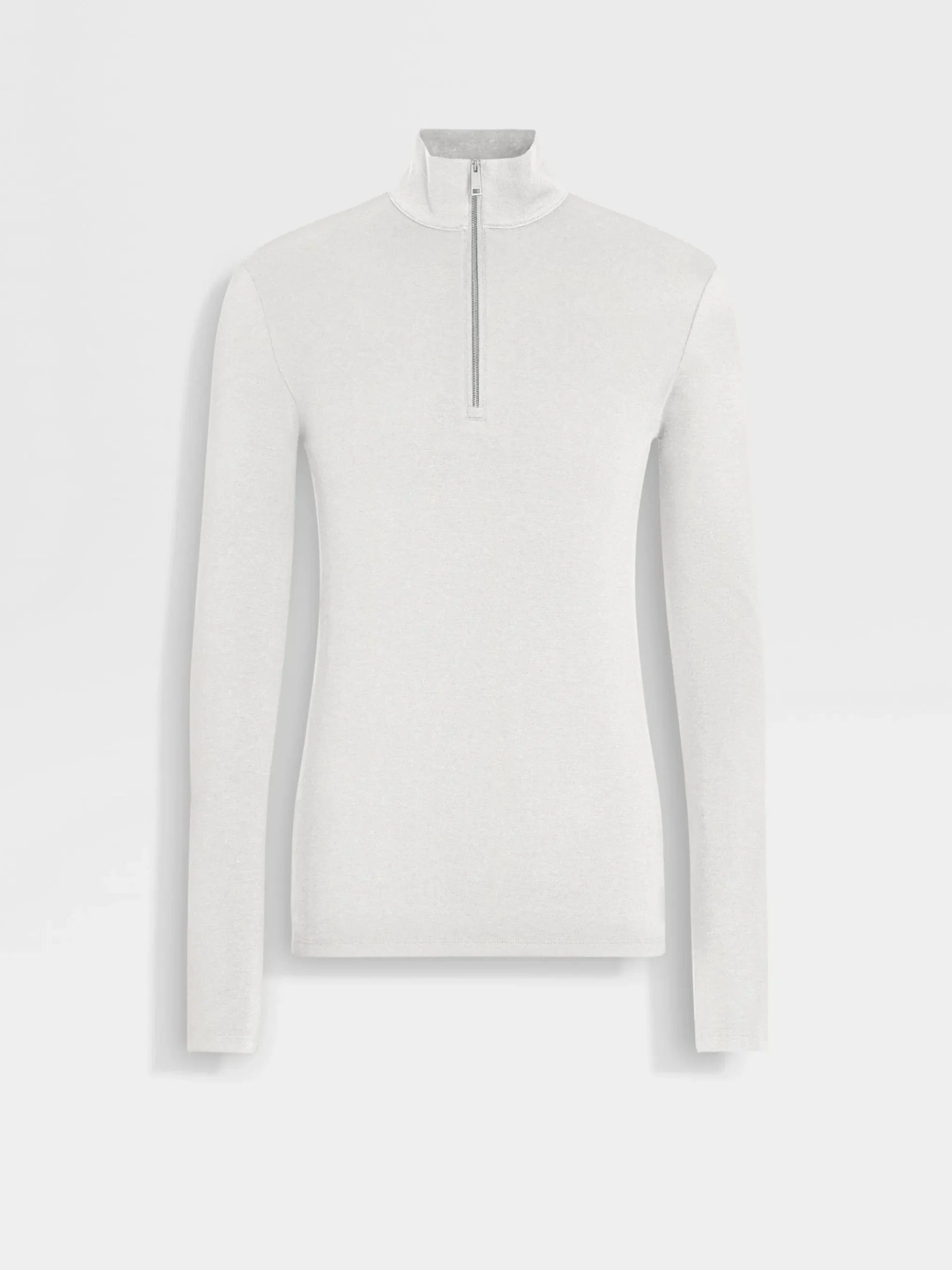 White Oasi Cashmere Zip Mock Neck Sweatshirt