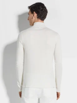 White Oasi Cashmere Zip Mock Neck Sweatshirt