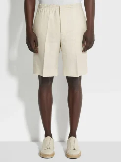 White Oasi Lino Shorts