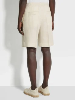 White Oasi Lino Shorts