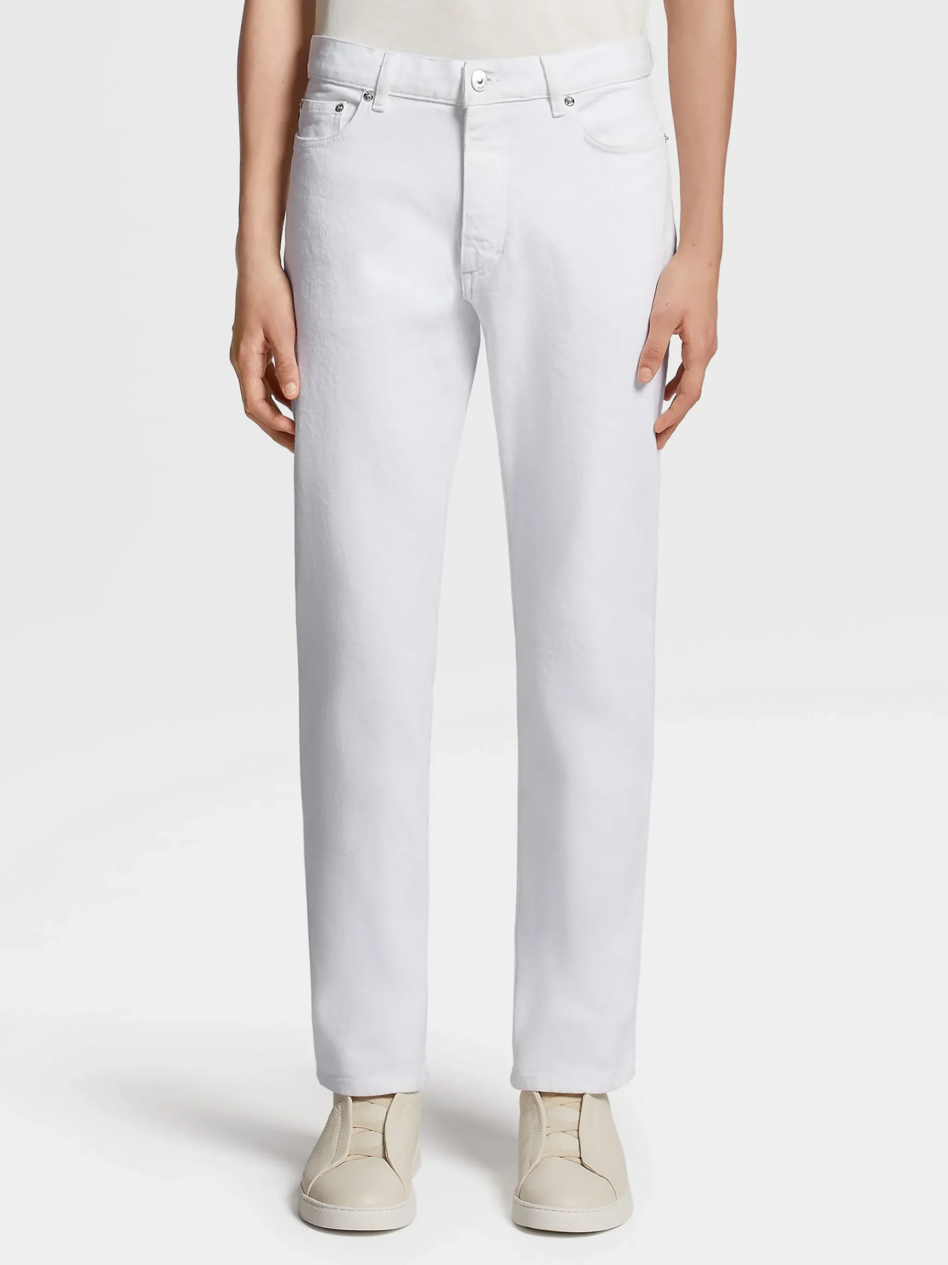 White Rinse-washed Cotton Roccia Jeans