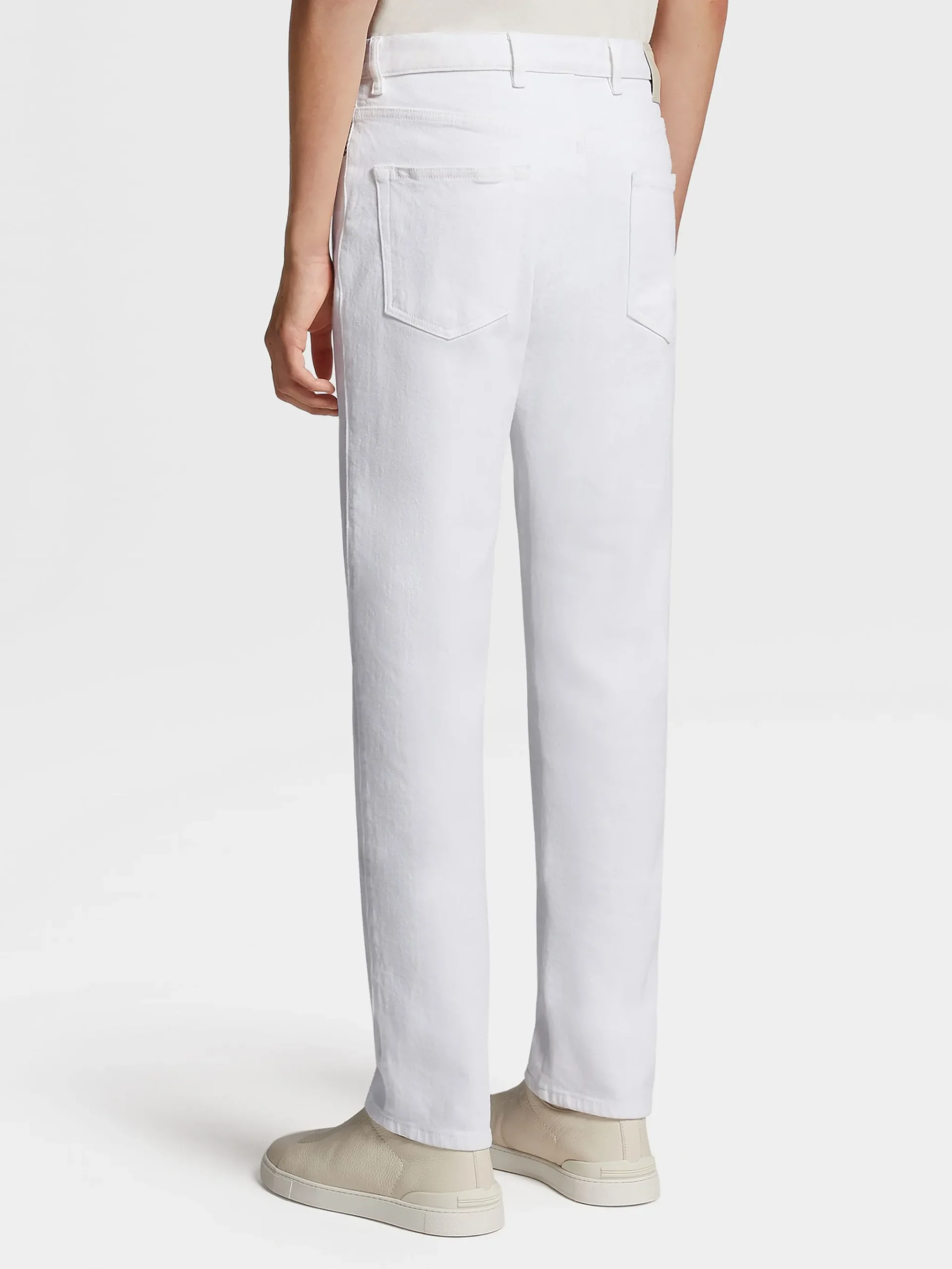 White Rinse-washed Cotton Roccia Jeans