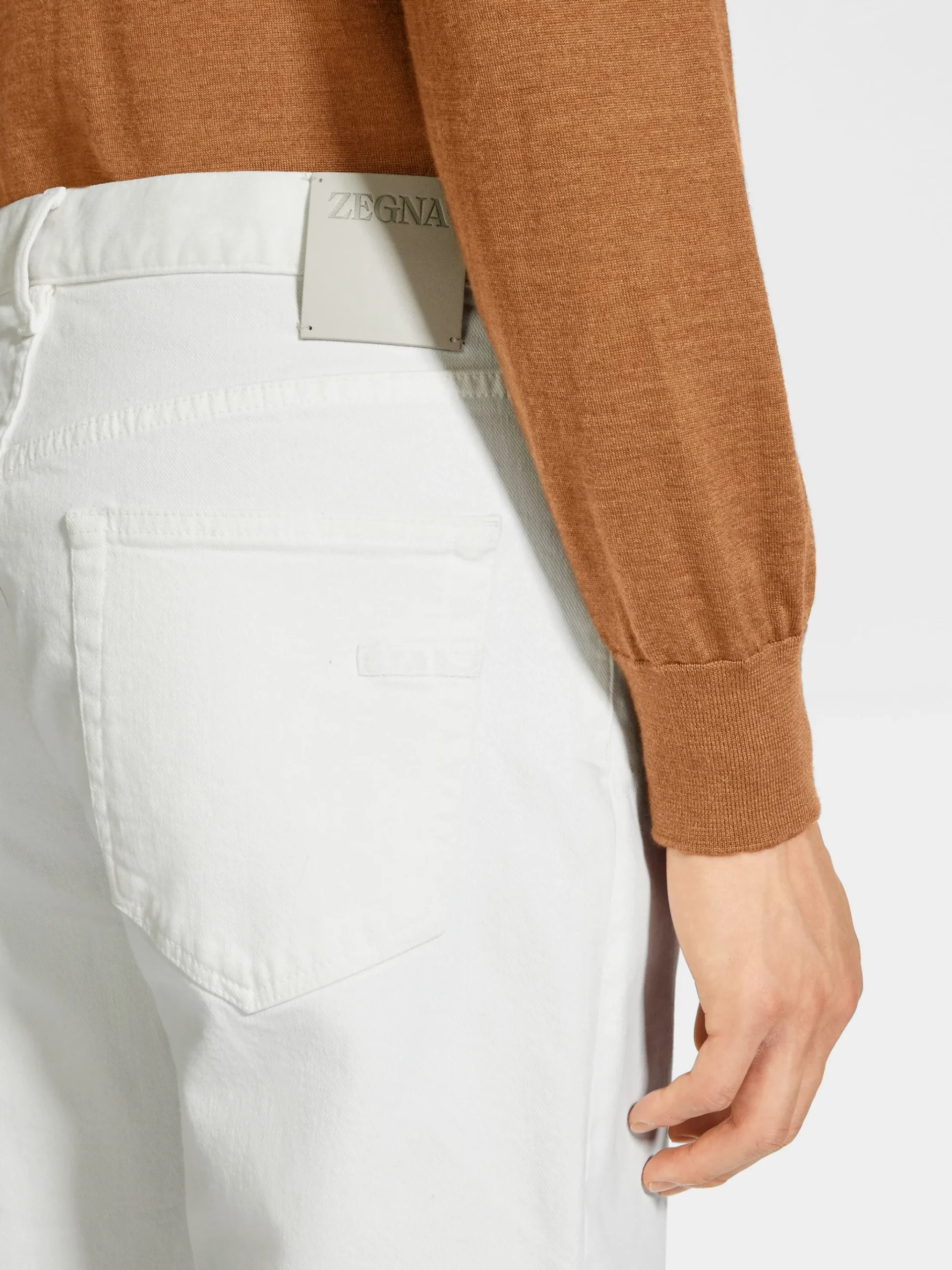 White Rinse-washed Stretch Cotton Roccia Jeans