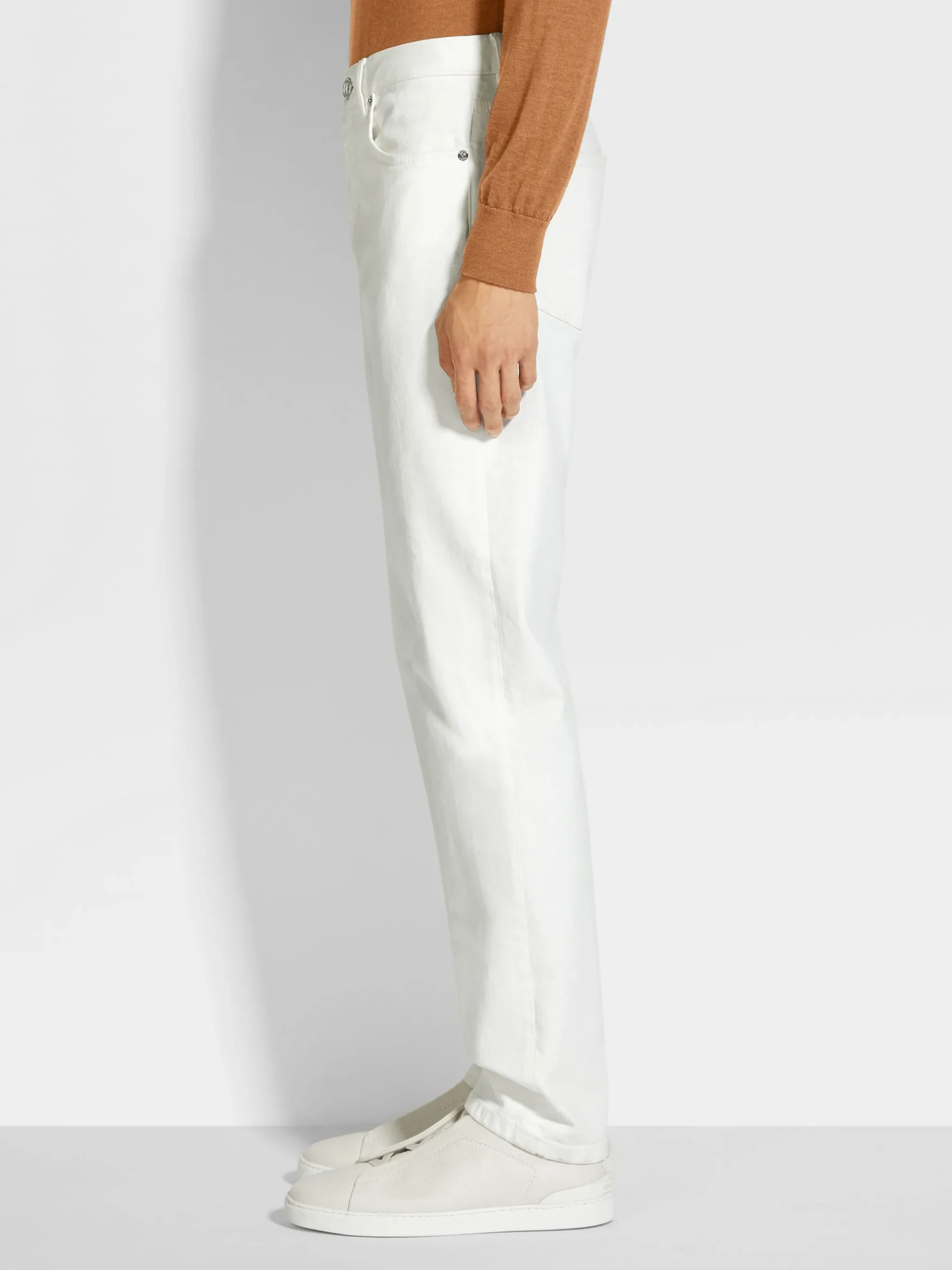 White Rinse-washed Stretch Cotton Roccia Jeans