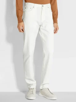 White Rinse-washed Stretch Cotton Roccia Jeans