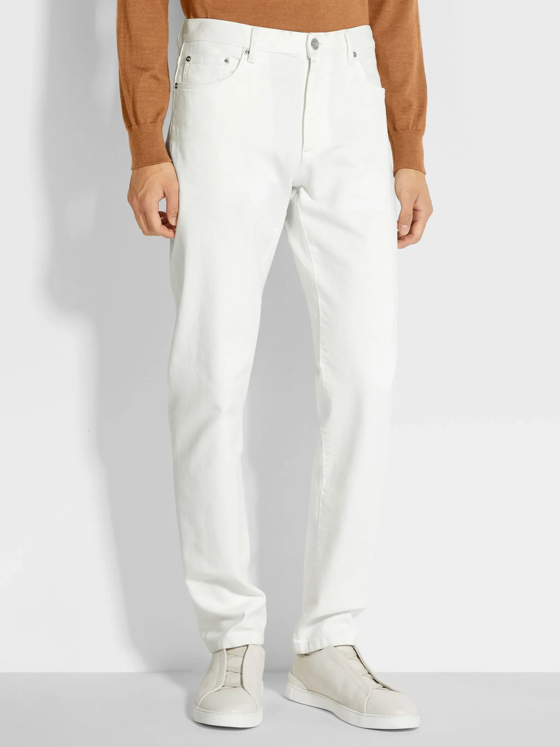 White Rinse-washed Stretch Cotton Roccia Jeans