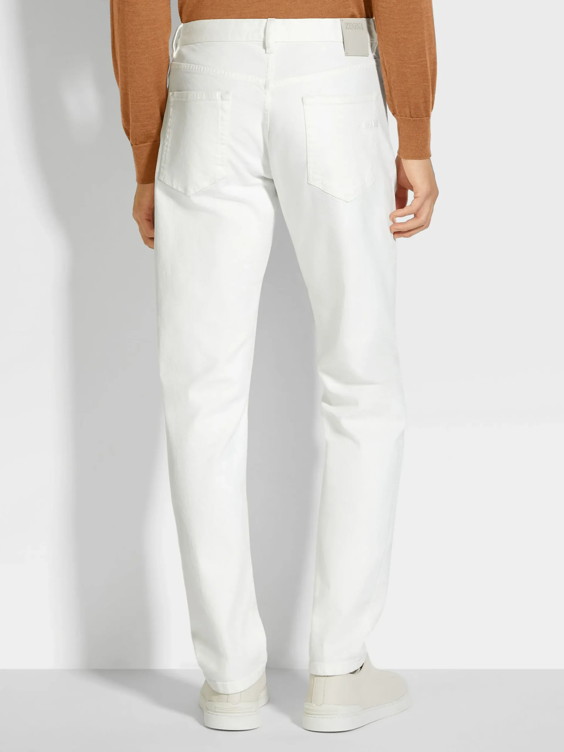 White Rinse-washed Stretch Cotton Roccia Jeans