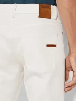 White Rinse-washed Stretch Cotton Roccia Jeans