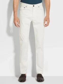 White Rinse-washed Stretch Cotton Roccia Jeans