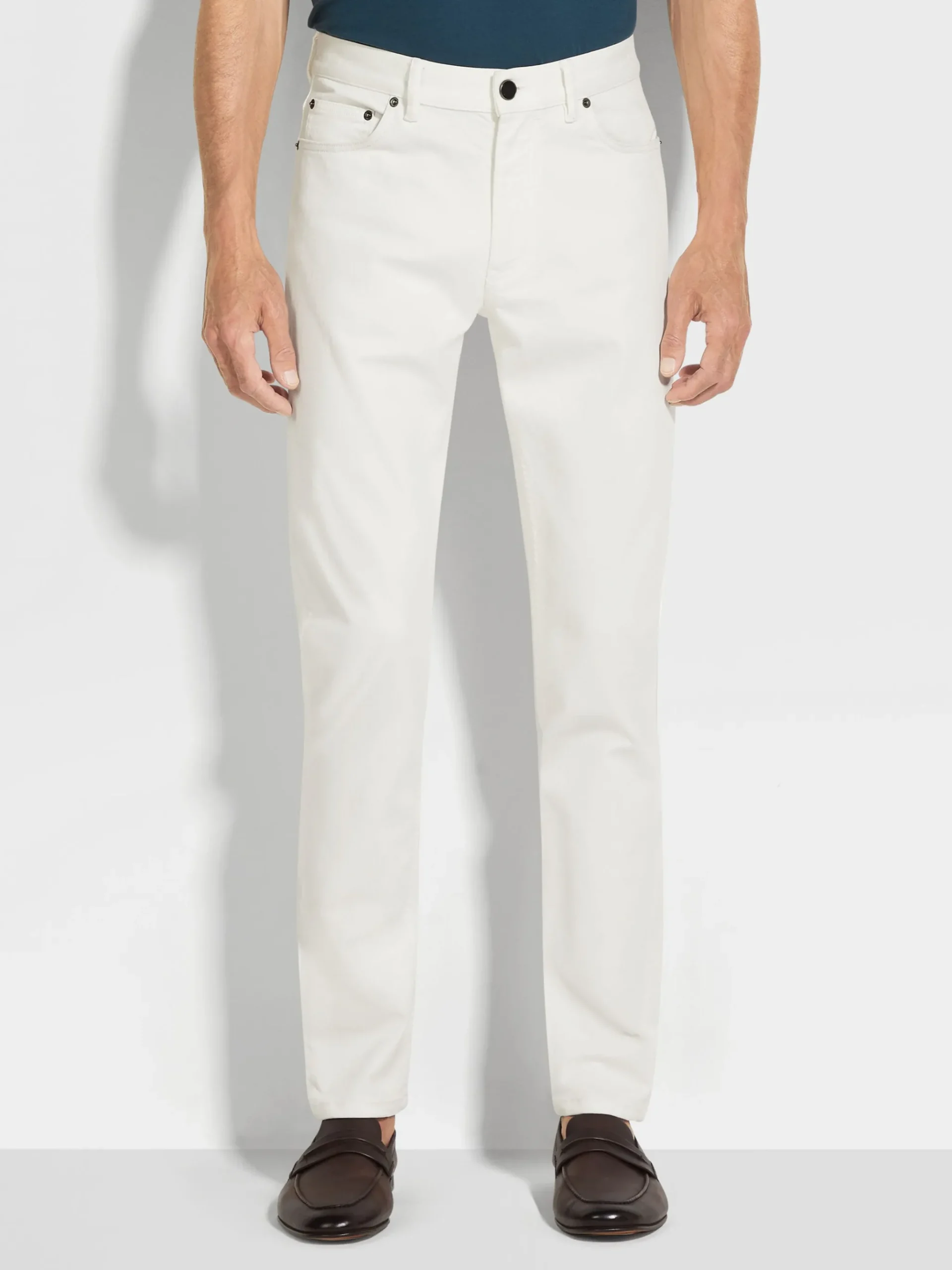White Rinse-washed Stretch Cotton Roccia Jeans