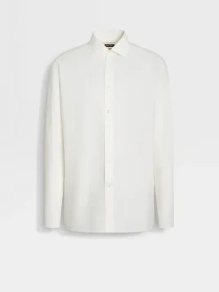 White Silk Cotton and Cashmere Shirt