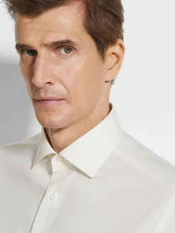 White Silk Cotton and Cashmere Shirt