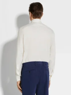 White Silk Cotton and Cashmere Shirt