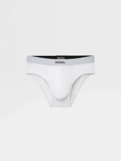 White Stretch Cotton Midi Brief