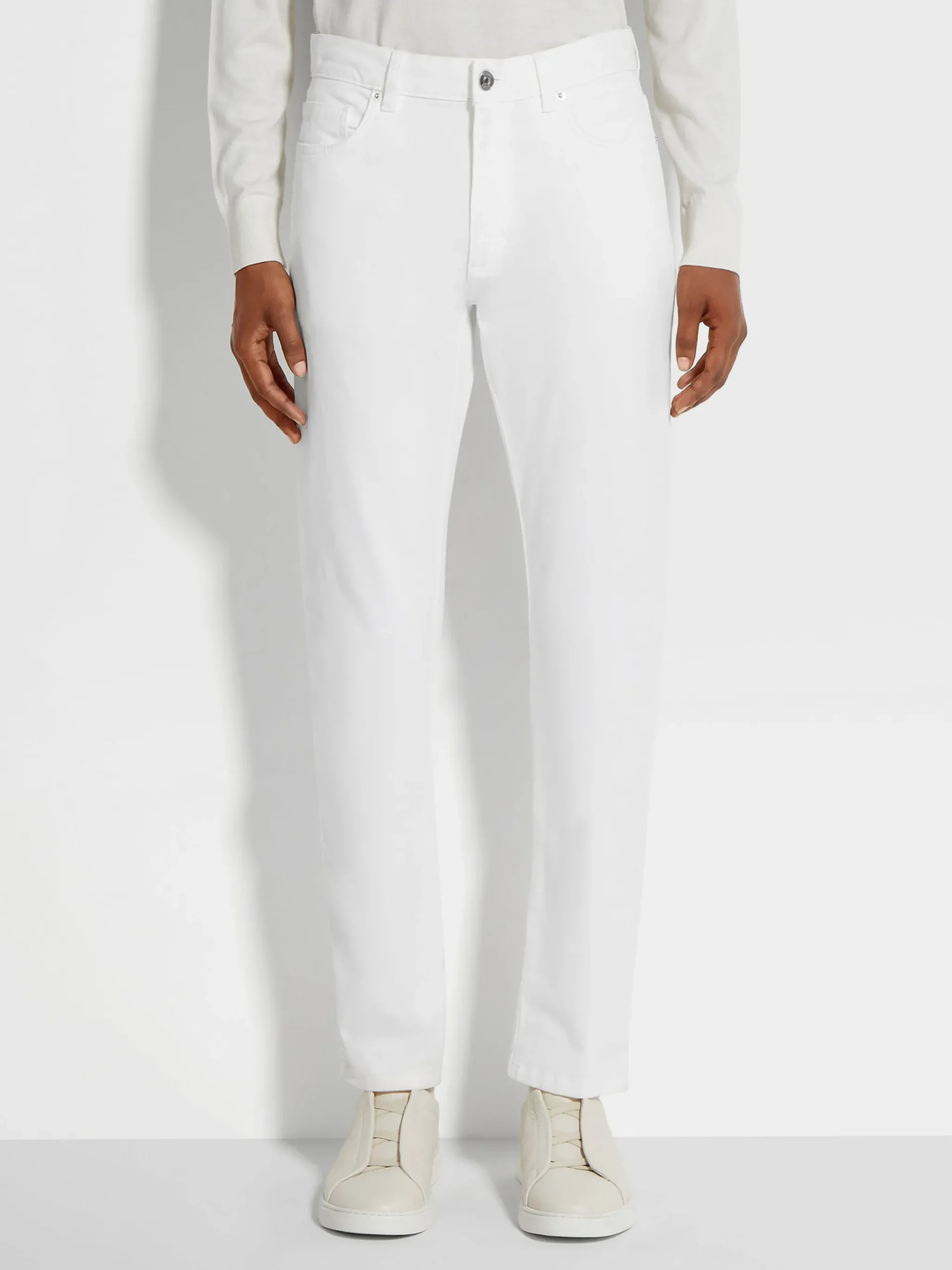 White Stretch Cotton Roccia Jeans