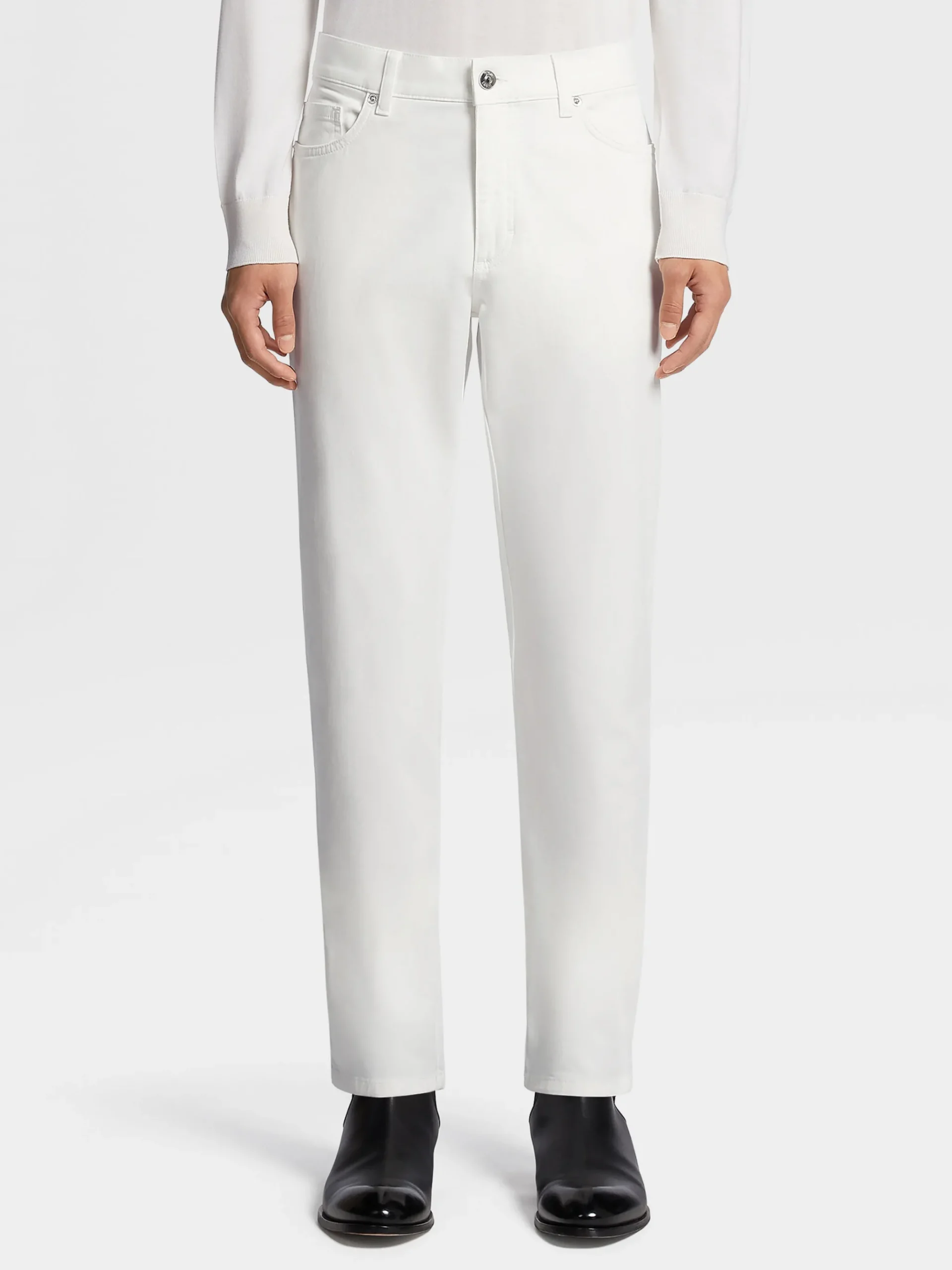White Stretch Cotton Roccia Jeans