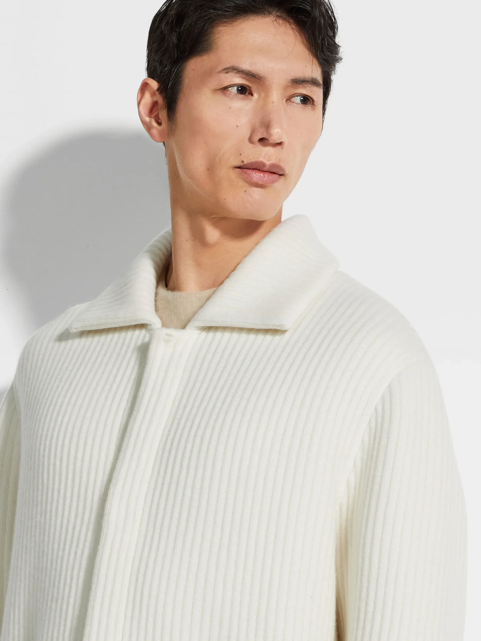 White Wool and Cashmere Chore Jacket